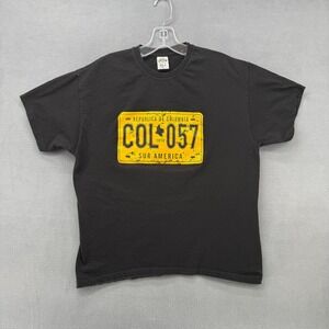 SportSanti Colombia Sur T Shirt Black Size L COL 057  License Plate Graphic